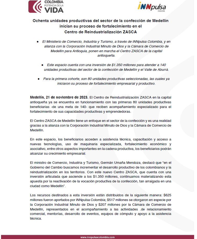 Unidades productivas de confecciones en Medellín